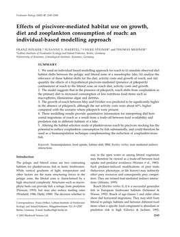 Effects of Piscivore-Mediated Habitat Use on Growth, Diet and Zooplankton Consumption of Roach: an Individual-Based Modelling Approach