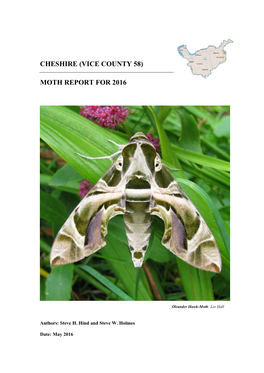 Cheshire (Vice County 58) Moth Report for 2016