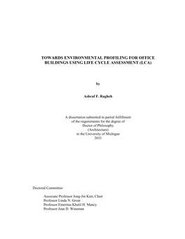 Life Cycle Analysis for Buildings