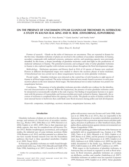 On the Presence of Uncommon Stylar Glandular Trichomes in Asteraceae: a Study in Kaunia R.M