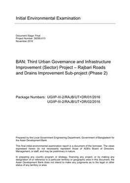 Project – Rajbari Roads and Drains Improvement Sub-Project (Phase 2)
