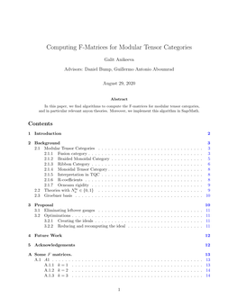 Computing F-Matrices for Modular Tensor Categories