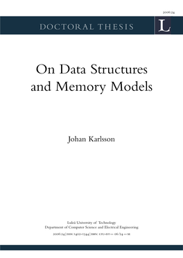 On Data Structures and Memory Models