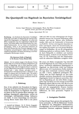 Das Quartärprofil Von Hagelstadt Im Bayerischen Tertiärhügelland