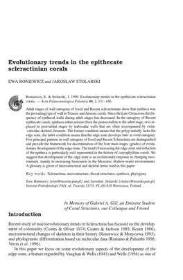 Evolutionary Trends in the Epithecate Scleractinian Corals