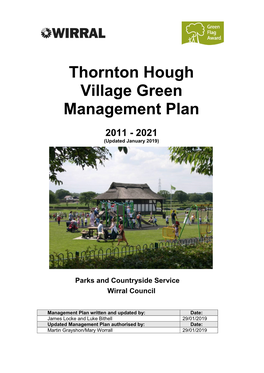Management Plan for Thornton Hough Village Green