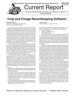 CR-2133 Crop and Forage Recordkeeping Software