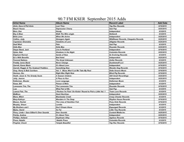 90.7 FM KSER September 2015 Adds