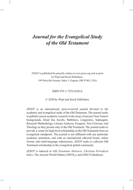 Download Journal for the Evangelical Study of the Old Testament