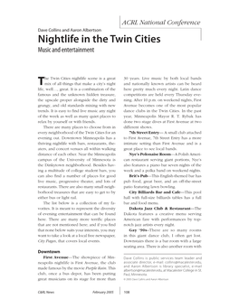 Nightlife in the Twin Cities Music and Entertainment