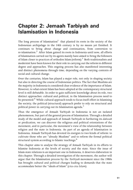 Chapter 2: Jemaah Tarbiyah and Islamisation in Indonesia