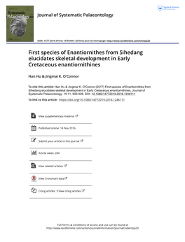 First Species of Enantiornithes from Sihedang Elucidates Skeletal Development in Early Cretaceous Enantiornithines