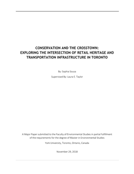 Conservation and the Crosstown: Exploring the Intersection of Retail Heritage and Transportation Infrastructure in Toronto