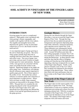 Soil Acidity in Vineyards of the Finger Lakes of New York