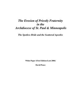 The Erosion of Priestly Fraternity in the Archdiocese of St. Paul & Minneapolis