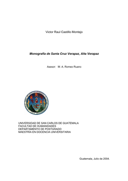 Victor Raul Castillo Montejo Monografía De Santa Cruz Verapaz