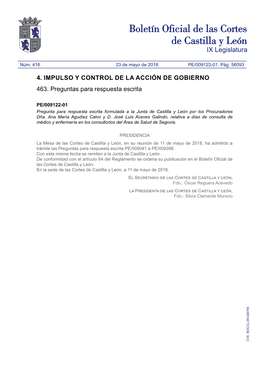 Boletín Oficial De Las Cortes De Castilla Y León IX Legislatura