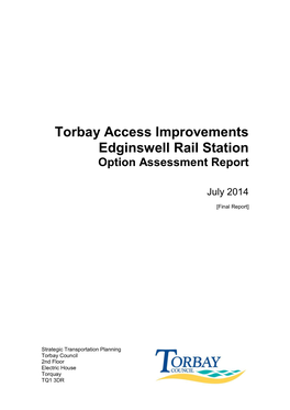 Torbay Access Improvements Edginswell Rail Station Option Assessment Report