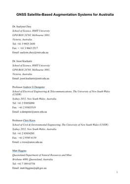 GNSS Satellite-Based Augmentation Systems for Australia