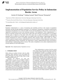 Implementation of Population Service Policy in Indonesian Border Areas Jericho D