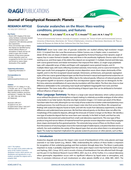 Granular Avalanches on the Moon: Mass-Wasting Conditions