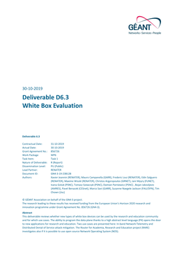 Deliverable D6.3 White Box Evaluation