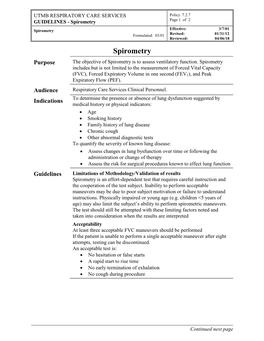 Spirometry Page 1 of 2