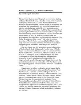 Women Legislating Vs. U.S. Democracy Promotion by Arnold August, April 2012 Mariela Castro Espín Is One of the People Involved