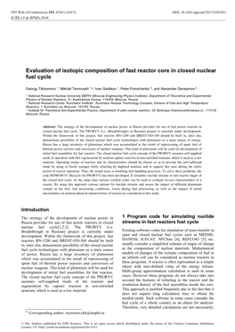 Evaluation of Isotopic Composition of Fast Reactor Core in Closed Nuclear Fuel Cycle