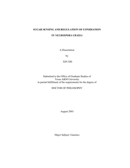 Sugar Sensing and Regulation of Conidiation