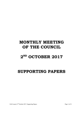 Monthly Meeting of the Council 2Nd October 2017