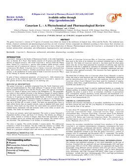 Canarium L. : a Phytochemical and Pharmacological Review