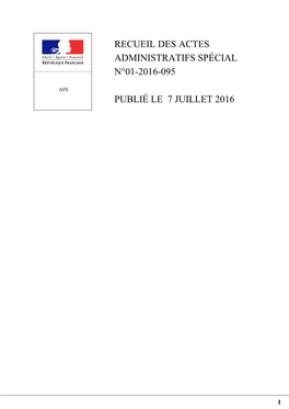 Recueil Des Actes Administratifs Spécial N°01-2016-095