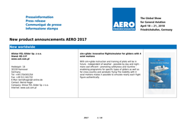 New Product Announcements AERO 2017