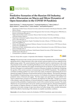 Predictive Scenarios of the Russian Oil Industry; with a Discussion on Macro and Micro Dynamics of Open Innovation in the COVID 19 Pandemic