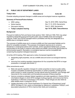 Public Use of Department Lands Regulations