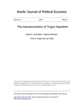 The Macroeconomics of Trygve Haavelmo