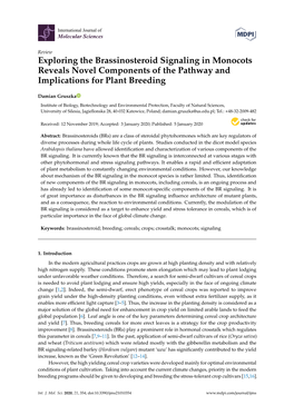 Exploring the Brassinosteroid Signaling in Monocots Reveals Novel Components of the Pathway and Implications for Plant Breeding