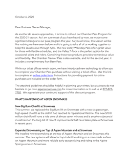 Aspen Snowmass 20-21 Chamber Letter
