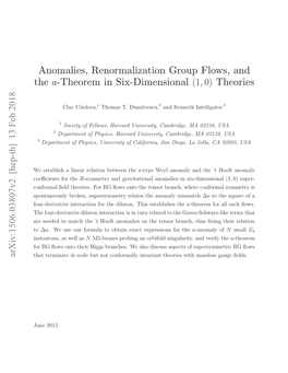 Anomalies, Renormalization Group Flows, and the A-Theorem in Six