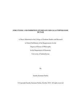 Structural and Inhibition Studies on Udp-Galactopyranose Mutase