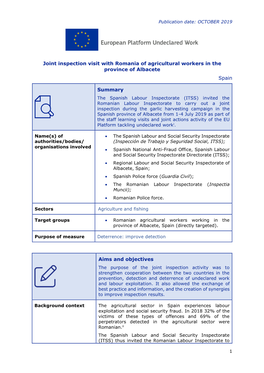 Joint Inspection Visit with Romania of Agricultural Workers in the Province of Albacete Spain