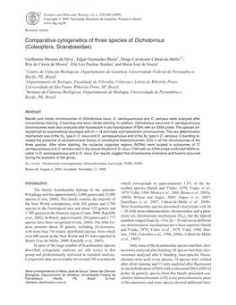Comparative Cytogenetics of Three Species of Dichotomius (Coleoptera, Scarabaeidae)
