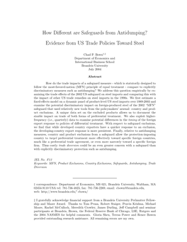 How Different Are Safeguards from Antidumping? Evidence from US Trade Policies Toward Steel