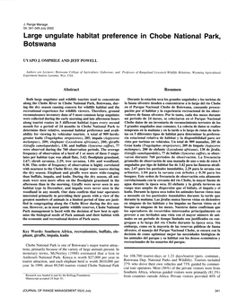 Large Ungulate Habitat Preference in Chobe National Park, Botswana
