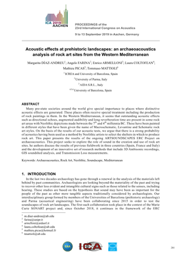 Acoustic Effects at Prehistoric Landscapes: an Archaeoacoustics Analysis of Rock Art Sites from the Western Mediterranean