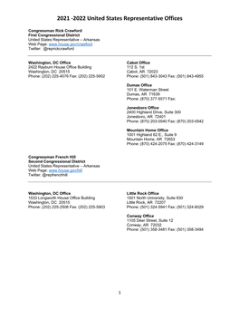 2021 -2022 United States Representative Offices