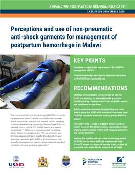 Perceptions and Use of Non-Pneumatic Anti-Shock Garments for Management of Postpartum Hemorrhage in Malawi