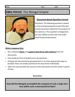 DBQ FOCUS: the Mongol Empire