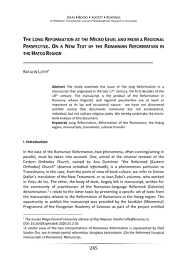 The Long Reformation at the Micro Level and from a Regional Perspective